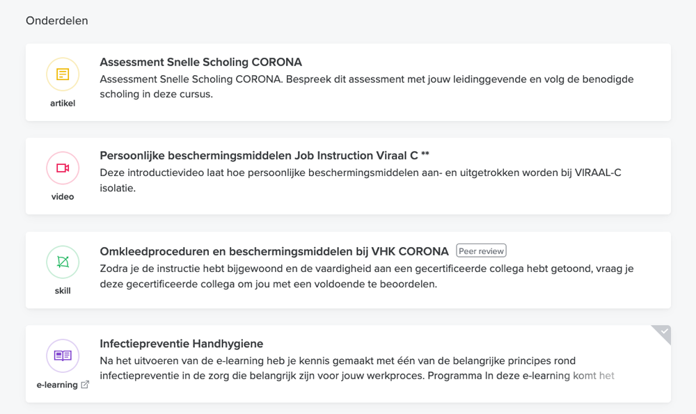 Die Bausteine eines Kurses über Corona im CAPP LMS